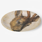 牡鹿（野生動物）の頭（Albrecht Durer著） ペーパープレート (アングル)