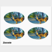 牡鹿/鹿鹿ブライトブルースカイ 楕円形シール (シート)