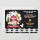 牧場でおおはしゃぎ！誕生日パーティーへの招待状 招待状 (正面)