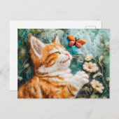 牧場で蝶を飼おうとした猫が作ってくれた ポストカード (正面/裏面)