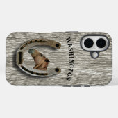 牧場と馬 - 馬蹄デザインをカスタマイズ Case-Mate iPhoneケース (裏面 (横))