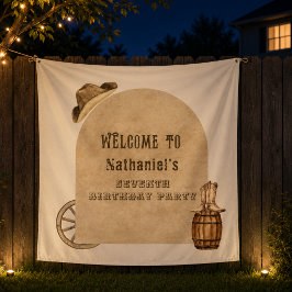 牧場のウエスタンカウボーイの誕生日背景 タペストリー