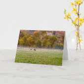 牧場のエルクのカップル グリーティングカード カード (黄色い花)