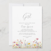 牧場のカラフルな野の花　女の子のベビーシャワーパーティー 招待状 (正面)