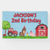 牧場のトラクターの動物たち 2歳の誕生日 横断幕 (横)