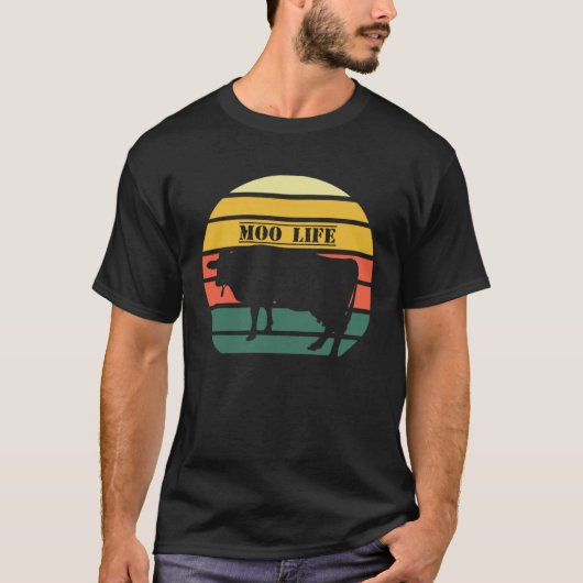 牧場のモー生活牛柄 Tシャツ (正面)