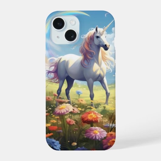 牧場のユニコーン iPhone 15ケース (裏面)