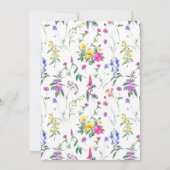 牧場のワイルドフラワーのカラフルな花束 ブライダルシャワー 招待状 (裏面)