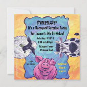 牧場の動物たちからのサプライズパーティー招待状 招待状 (裏面)