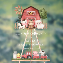 牧場の動物たち、かわいい動物たち、ベビーシャワーのウェルカム アクリルサイン