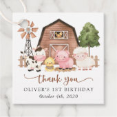 牧場の動物たち かわいい動物たち 納屋 一歳の誕生日 フェイバータグ (正面)