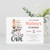 牧場の動物たち ホーリー・カウ ファースト 1st バースデー 招待状 (スタンド正面)