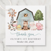 牧場の動物たち、可愛い動物たち、納屋、初誕生日 フェイバータグ (正面)