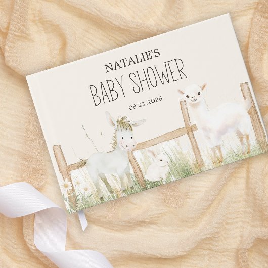 牧場の動物の仲間たち 赤ちゃんのシャワー ゲストブック
