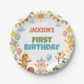 牧場の動物の誕生日パーティー紙皿 ペーパープレート (正面)