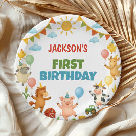 牧場の動物の誕生日パーティー紙皿 ペーパープレート