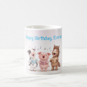 牧場の動物バンドの誕生日 コーヒーマグカップ