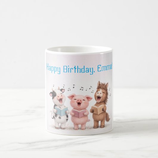 牧場の動物バンドの誕生日 コーヒーマグカップ (中央)