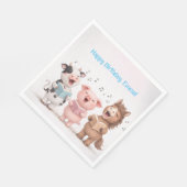 牧場の動物バンドの誕生日 スタンダードランチョンナプキン (角)