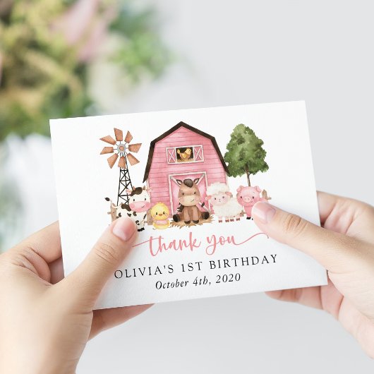 牧場の動物, かわいい動物, 納屋, 初めての誕生日 サンキューカード