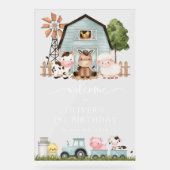 牧場の動物 かわいい動物 1歳の誕生日ウェルカム アクリルサイン (正面)