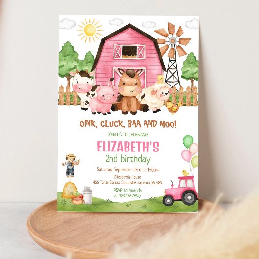 牧場の動物 子供の誕生日招待状 招待状