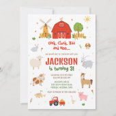 牧場の動物 男の子 誕生日 招待状 (正面)