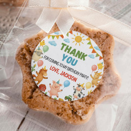 牧場の動物 誕生日パーティー ラウンドシール