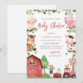 牧場の動物 赤ちゃんのシャワー 招待状 (正面/裏面)