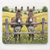 牧場の垣根のロバ マウスパッド (正面)