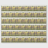 牧場の垣根のロバ ラッピングペーパー (フラット)