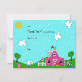 牧場の奇想 ピンク 記入式 サンキューカード (正面)