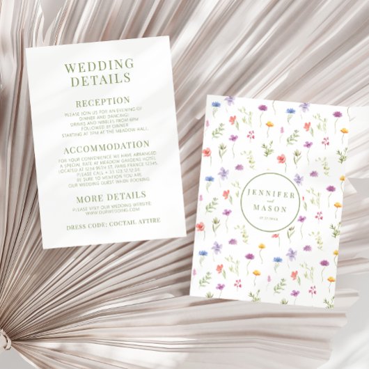 牧場の春のワイルドフラワー ウェディング詳細カード エンクロージャーカード
