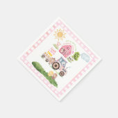 牧場の楽しみ ピンク 2歳の誕生日  スタンダードカクテルナプキン (角)