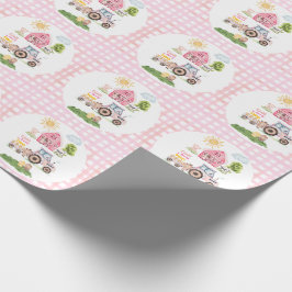 牧場の楽しみ ピンク 2歳の誕生日  ラッピングペーパー