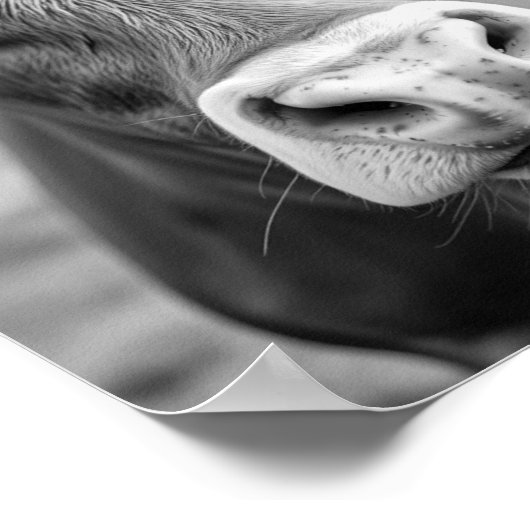 牧場の牛の白黒のポスターへ ポスター (角)