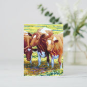 牧場の牛の絵画イメージ ポストカード (スタンド正面)