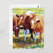 牧場の牛の絵画イメージ ポストカード (正面/裏面)