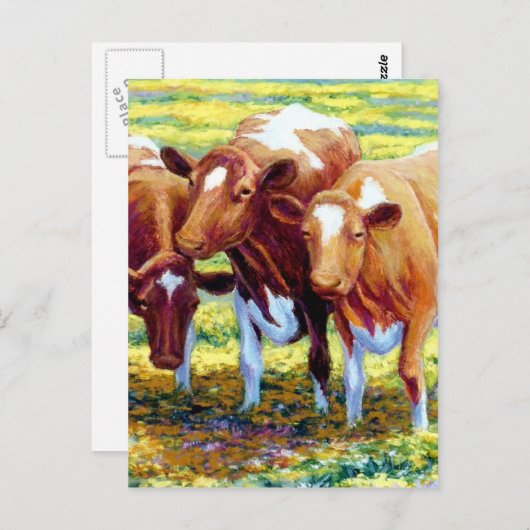 牧場の牛の絵画イメージ ポストカード (正面/裏面)