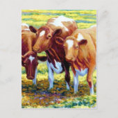 牧場の牛の絵画イメージ ポストカード (正面)