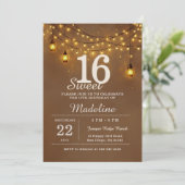 牧場の納屋のイルミネーション ランタン Sweet 16 招待状 (スタンド正面)