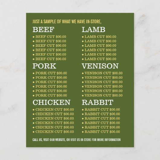 牧場の羊、農家と肉屋の広告 チラシ (裏面)