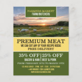 牧場の羊、農家と肉屋の広告 チラシ (正面)