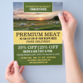牧場の羊、農家と肉屋の広告 チラシ (手)
