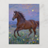 牧場の美しい茶色の馬 ポストカード (正面)