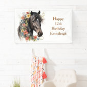 牧場の花と馬の12歳の誕生日 横断幕 (インサイチュ)