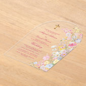 牧場の花 アーチ 宗教的な結婚式 アクリル招待状 (レイダウン)