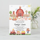 牧場の農場動物のベビーシャワー招待状 招待状 (スタンド正面)