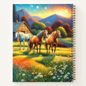 牧場の野花の草原の馬 ノートブック (裏面)