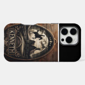 牧場の風景と騎手のデザイン iPhoneケース (裏面横)